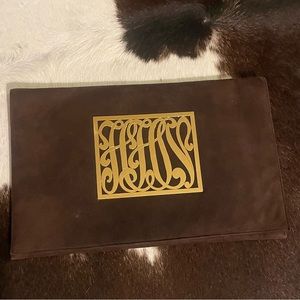 Vintage suede like large flat clutch. Great condition